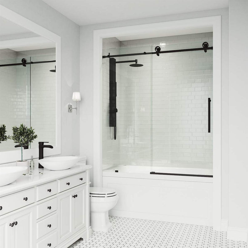 Elan Cass 66" High x 60" Wide Sliding Frameless Tub Door with Clear Glass - image 24