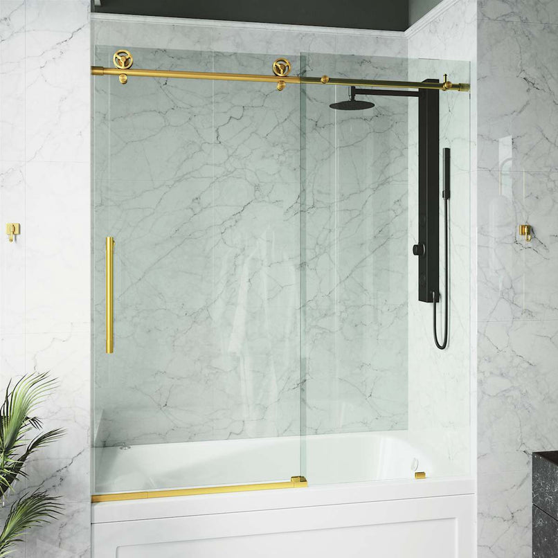 Elan Cass 66" High x 60" Wide Sliding Frameless Tub Door with Clear Glass - image 27