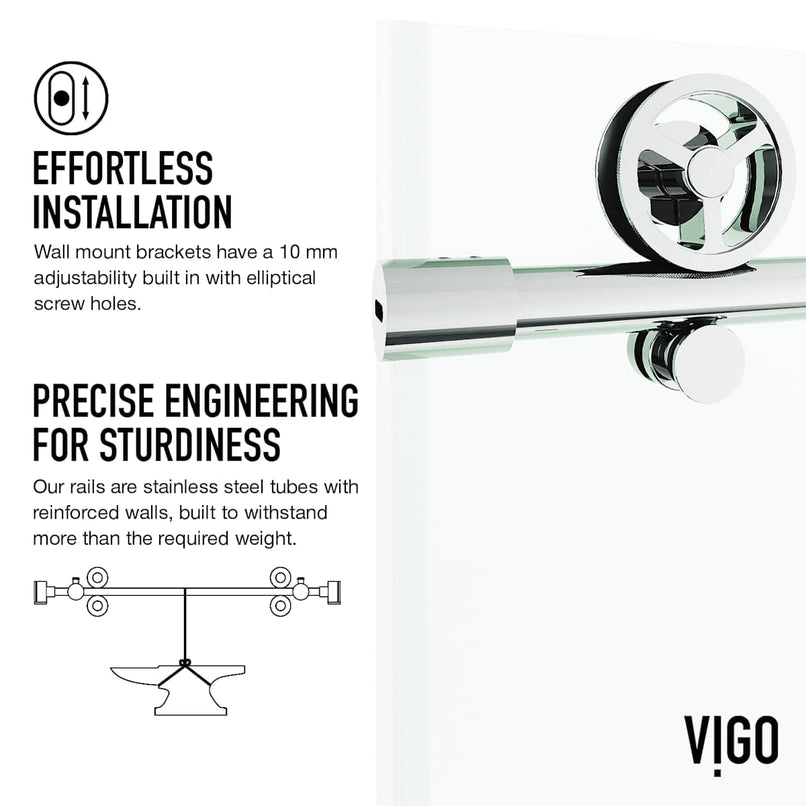 Elan Cass 76" High x 68" Wide Sliding Frameless Shower Door with Clear Glass - image 11