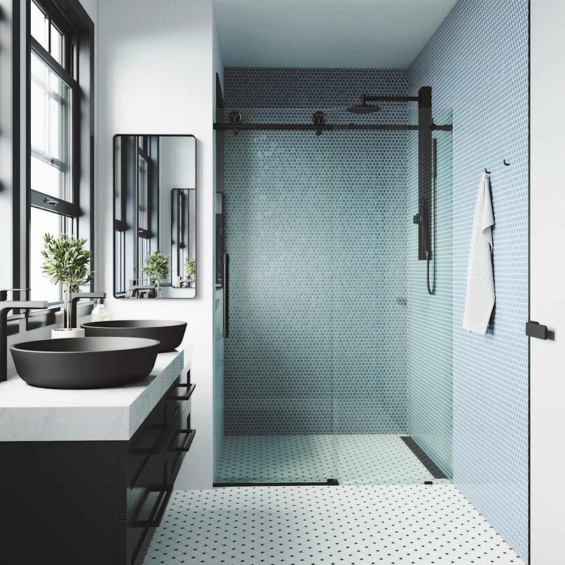 Elan Cass 76" High x 72" Wide Sliding Frameless Shower Door with Clear Glass - image 5