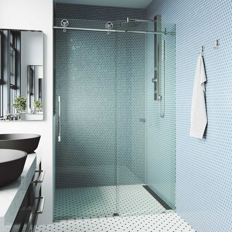 Elan Cass 76" High x 72" Wide Sliding Frameless Shower Door with Clear Glass - image 14