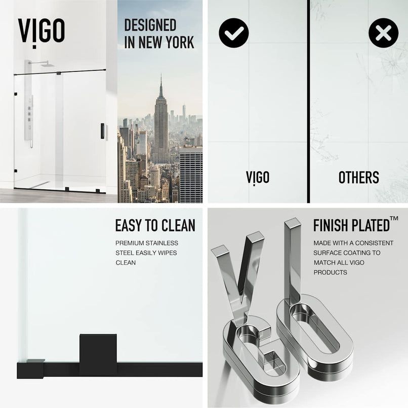 Ryland 73" High x 60" Wide Sliding Frameless Shower Door with Clear Glass - image 6