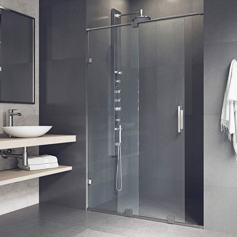 Ryland 73" High x 62" Wide Sliding Frameless Shower Door with Clear Glass - image 7