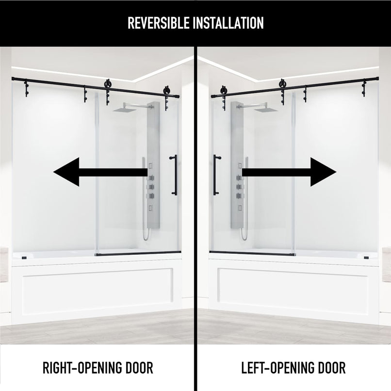 Hamilton 68" High x 60" Wide Sliding Frameless Tub Door with Clear Glass - image 4