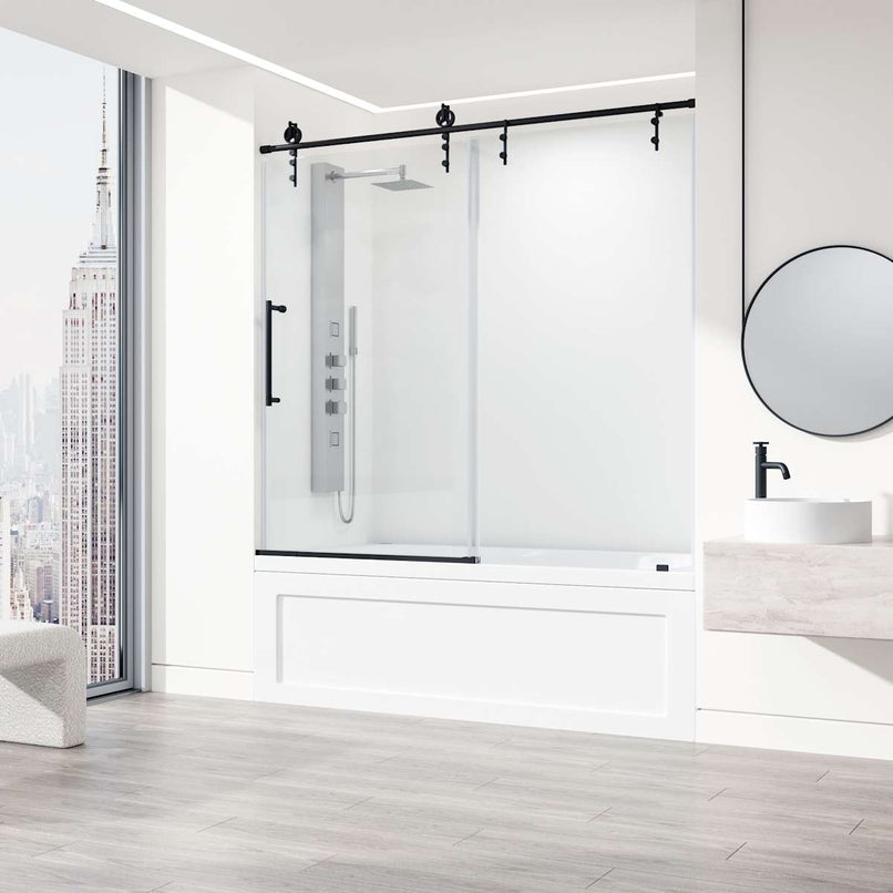Hamilton 68" High x 60" Wide Sliding Frameless Tub Door with Clear Glass - image 5