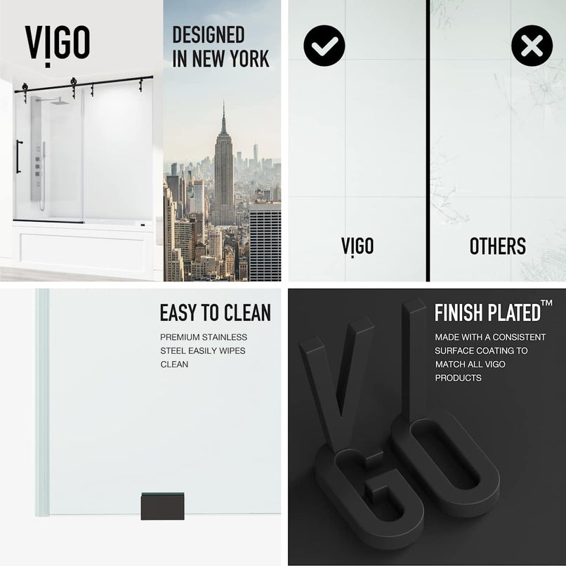 Hamilton 68" High x 60" Wide Sliding Frameless Tub Door with Clear Glass - image 6