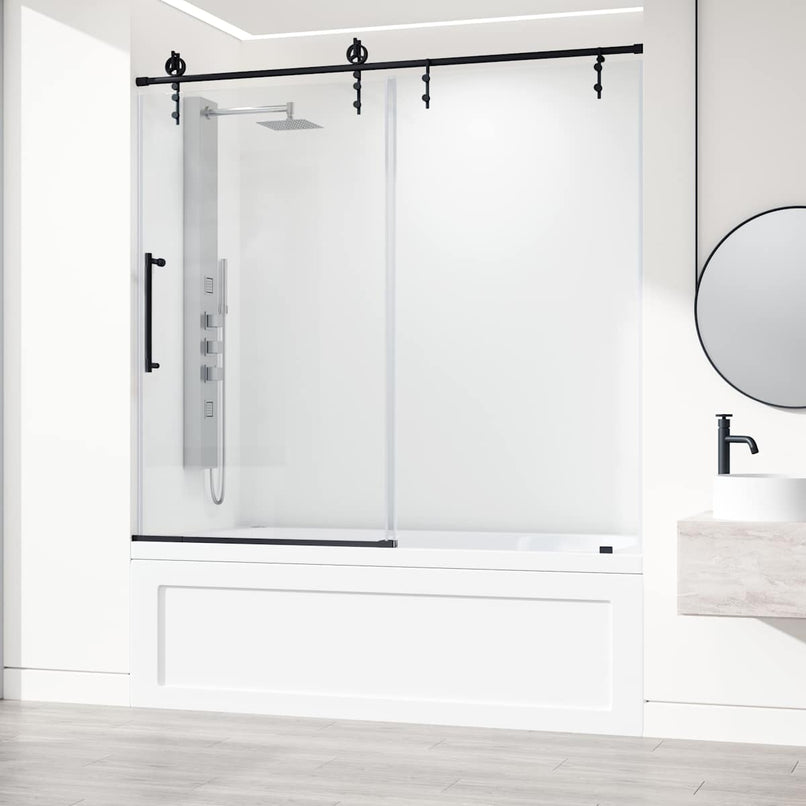 Hamilton 68" High x 60" Wide Sliding Frameless Tub Door with Clear Glass - image 7