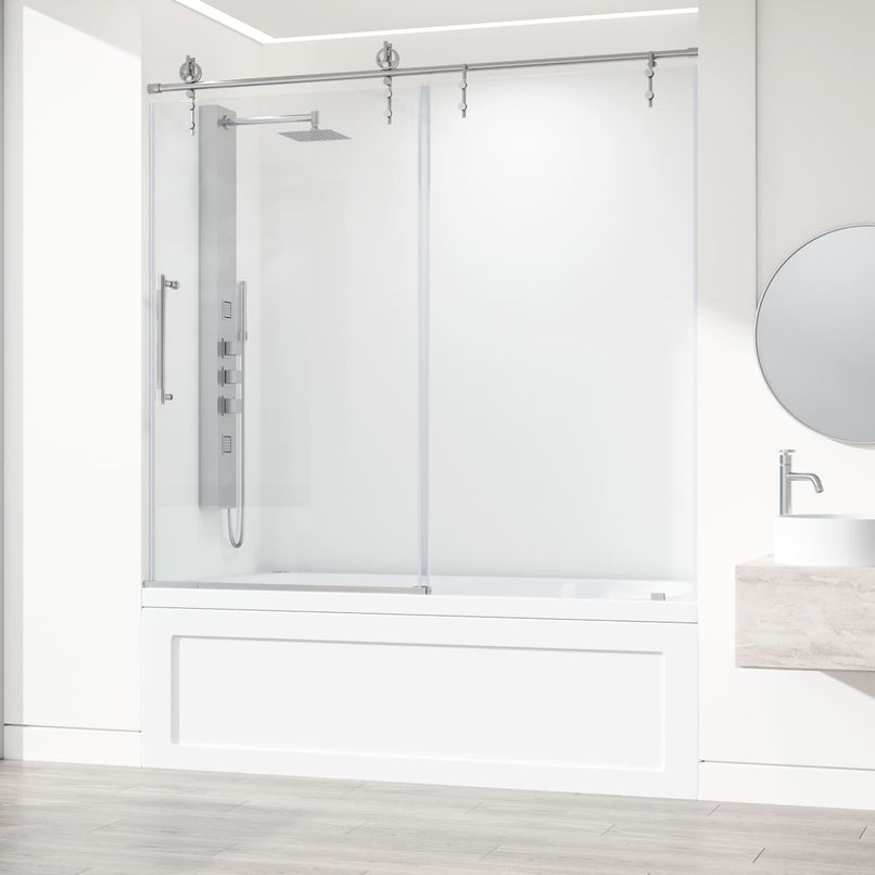 Hamilton 68" High x 60" Wide Sliding Frameless Tub Door with Clear Glass - image 16