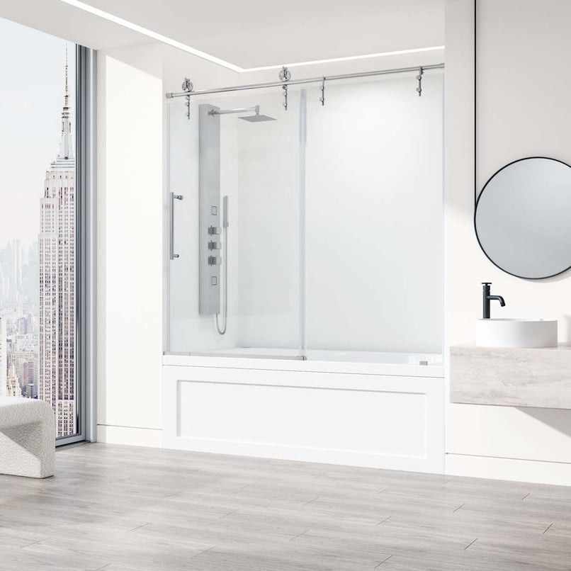 Hamilton 68" High x 60" Wide Sliding Frameless Tub Door with Clear Glass - image 19