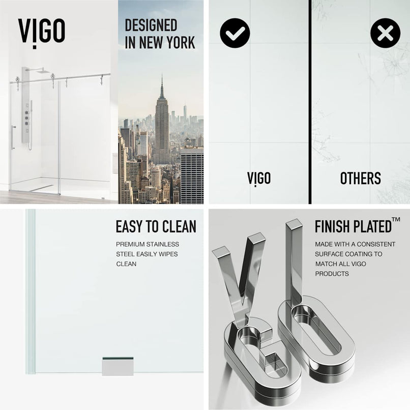 Hamilton 78" High x 60" Wide Sliding Frameless Shower Door with Clear Glass - image 6