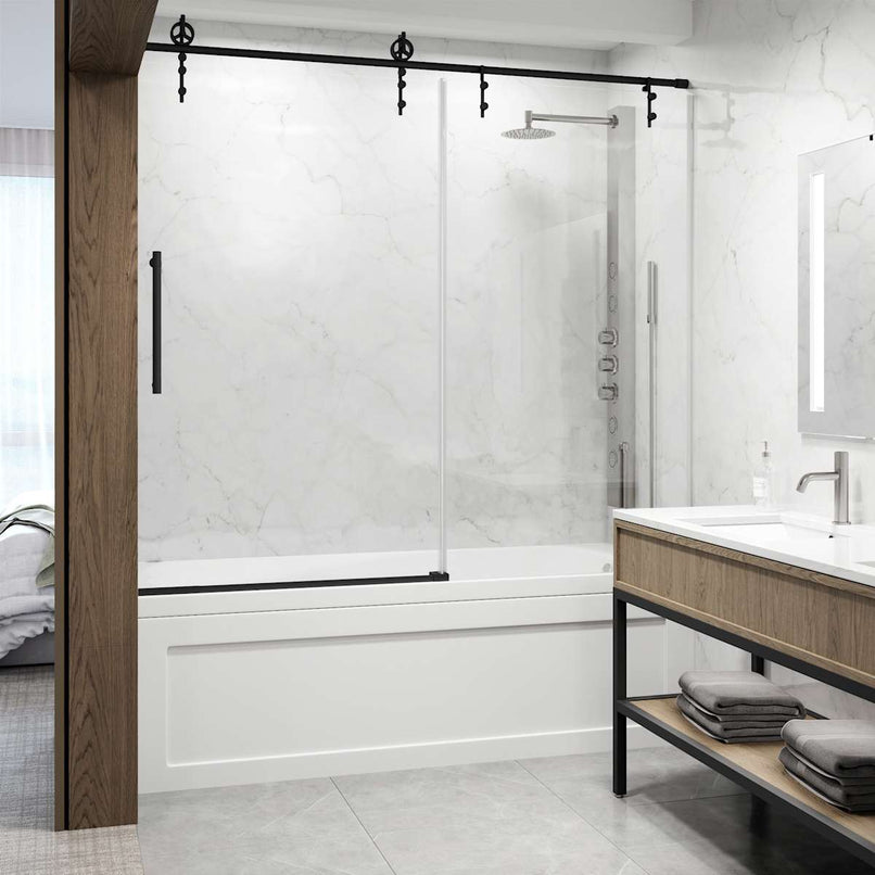 Hamilton 68" High x 60" Wide Sliding Frameless Tub Door with Clear Glass - image 1