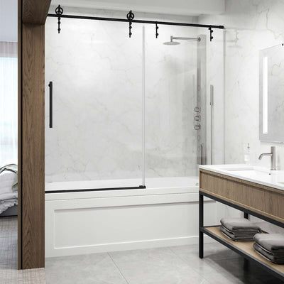 Hamilton 68" High x 60" Wide Sliding Frameless Tub Door with Clear Glass - image 1