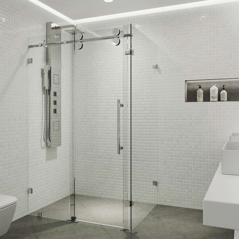 Winslow 74" High x 46" Wide x 35" Deep Sliding Frameless Shower Enclosure with Clear Glass - image 1
