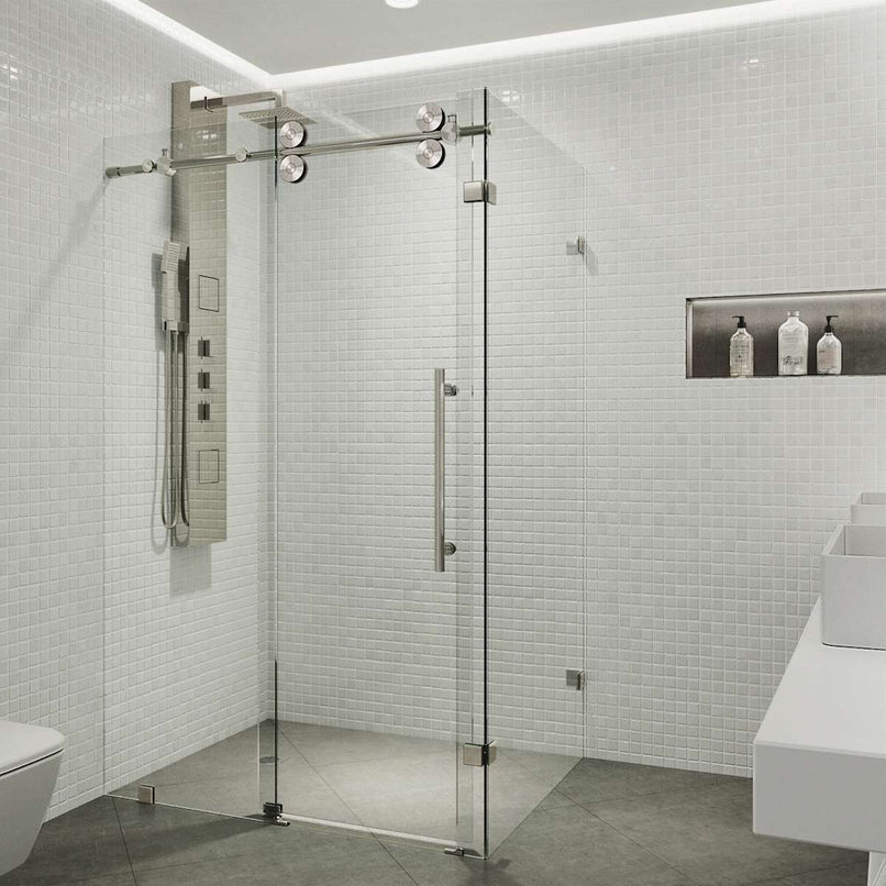 Winslow 74" High x 46" Wide x 35" Deep Sliding Frameless Shower Enclosure with Clear Glass - image 2