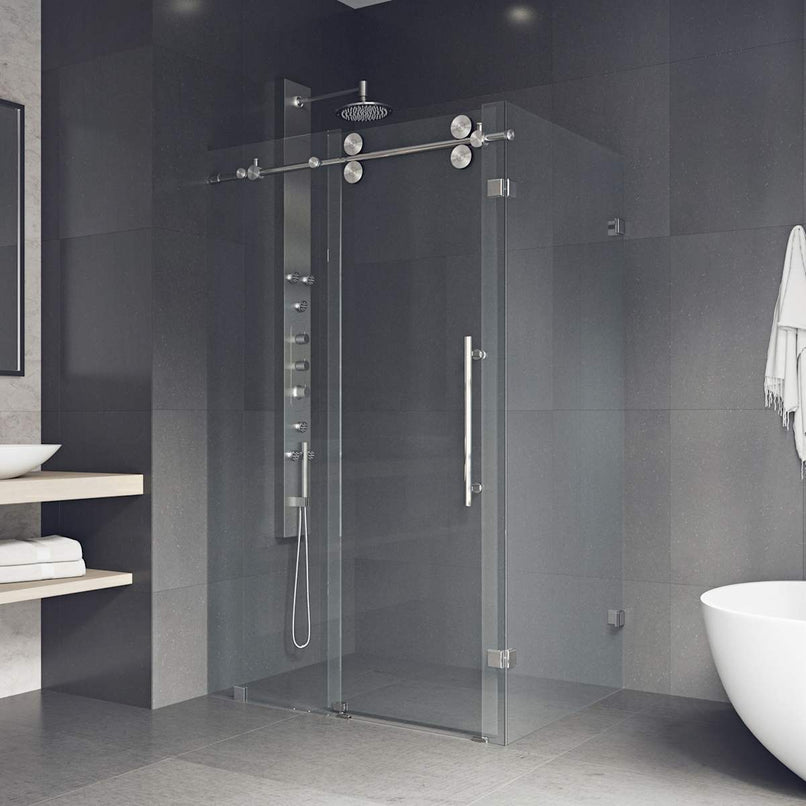 Winslow 74" High x 46" Wide x 35" Deep Sliding Frameless Shower Enclosure with Clear Glass - image 8