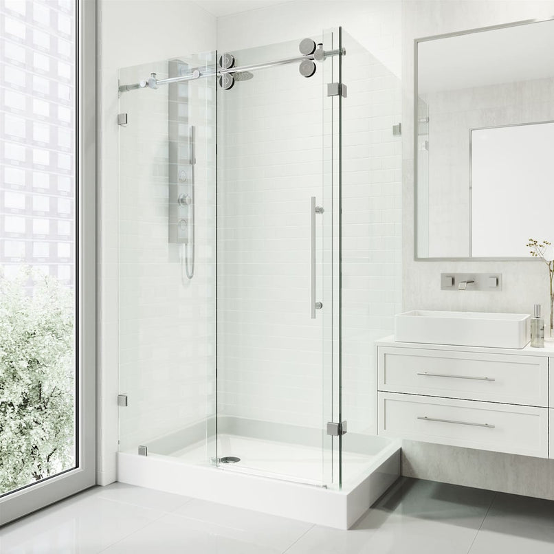 Winslow 80" High x 48" Wide x 36" Deep Sliding Frameless Shower Enclosure with Clear Glass - image 2