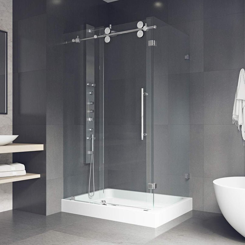 Winslow 80" High x 48" Wide x 36" Deep Sliding Frameless Shower Enclosure with Clear Glass - image 4