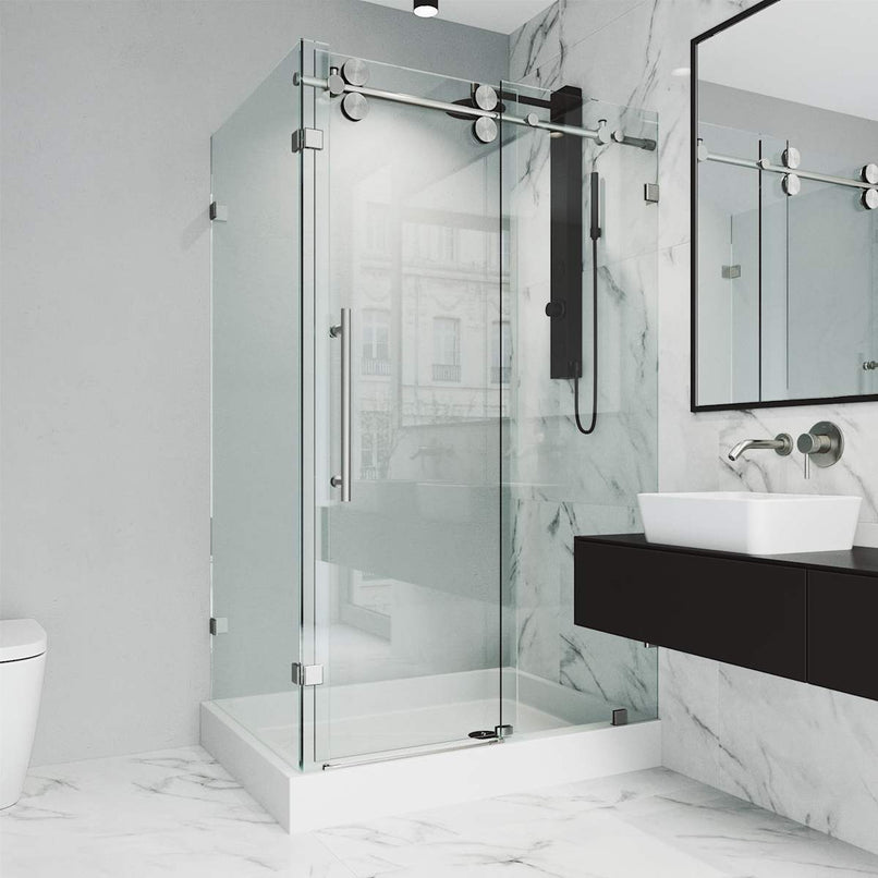 Winslow 80" High x 48" Wide x 36" Deep Sliding Frameless Shower Enclosure with Clear Glass - image 2