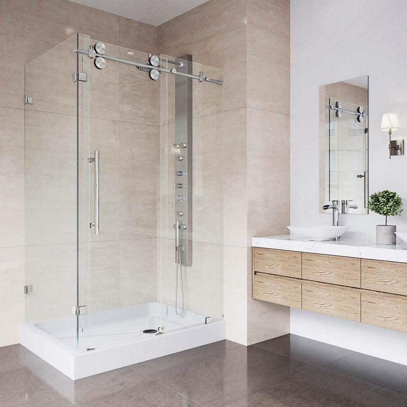 Winslow 80" High x 48" Wide x 36" Deep Sliding Frameless Shower Enclosure with Clear Glass - image 4