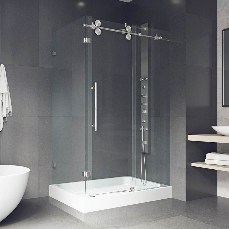 Winslow 80" High x 48" Wide x 36" Deep Sliding Frameless Shower Enclosure with Clear Glass - image 5