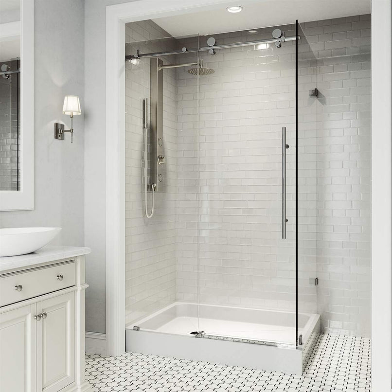Elan E-Class 82" High x 48" Wide x 36" Deep Hinged Frameless Shower Enclosure with Clear Glass - image 1