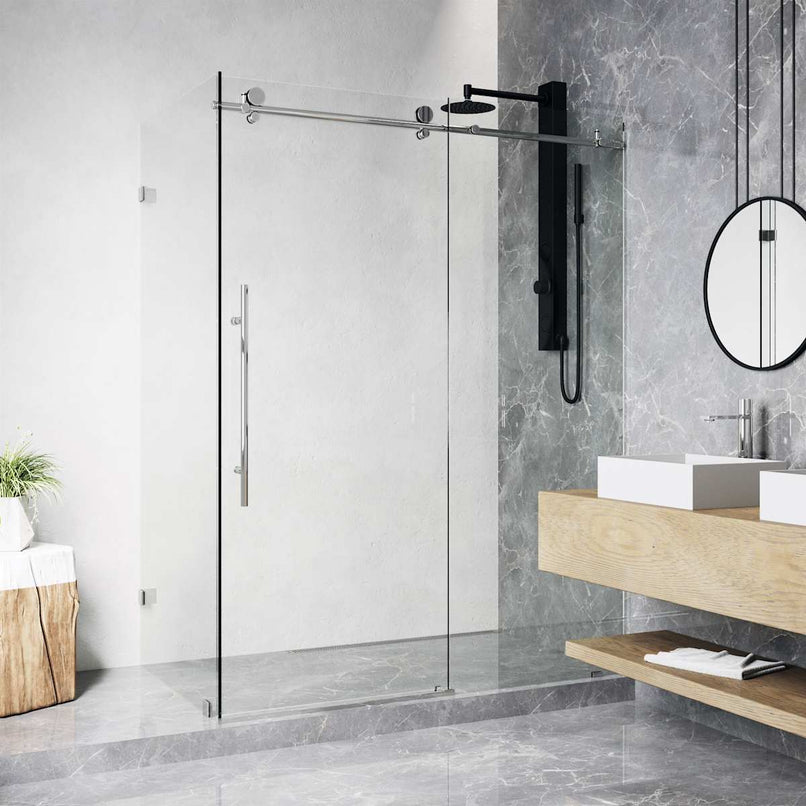 Elan E-Class 76" High x 46" Wide x 35" Deep Hinged Frameless Shower Enclosure with Clear Glass - image 2