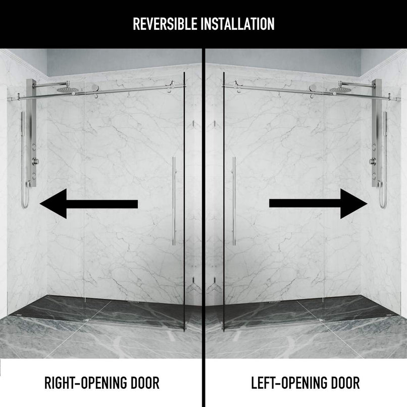 Elan E-Class 76" High x 46" Wide x 35" Deep Hinged Frameless Shower Enclosure with Clear Glass - image 4