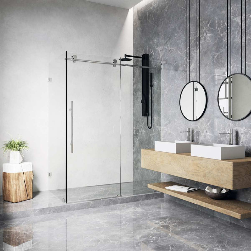 Elan E-Class 76" High x 46" Wide x 35" Deep Hinged Frameless Shower Enclosure with Clear Glass - image 5