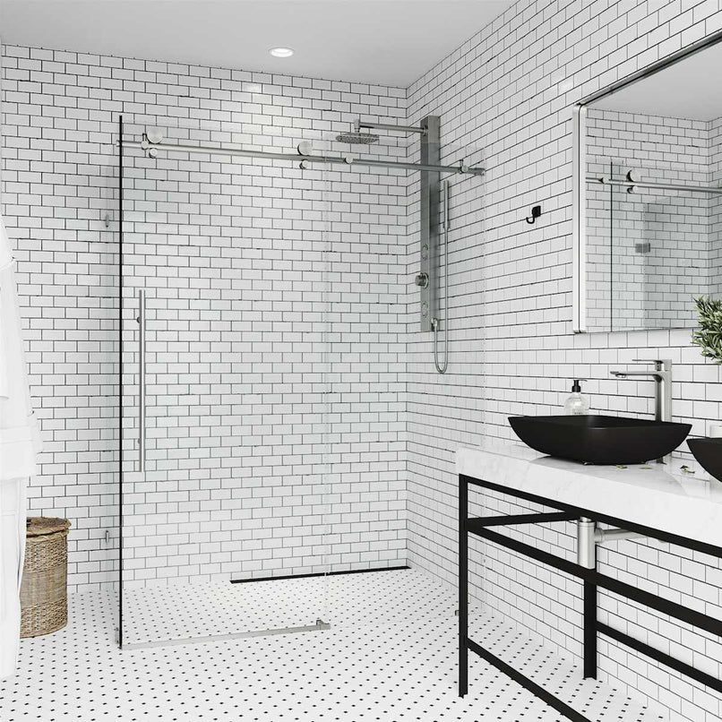 Elan E-Class 76" High x 46" Wide x 35" Deep Hinged Frameless Shower Enclosure with Clear Glass - image 22