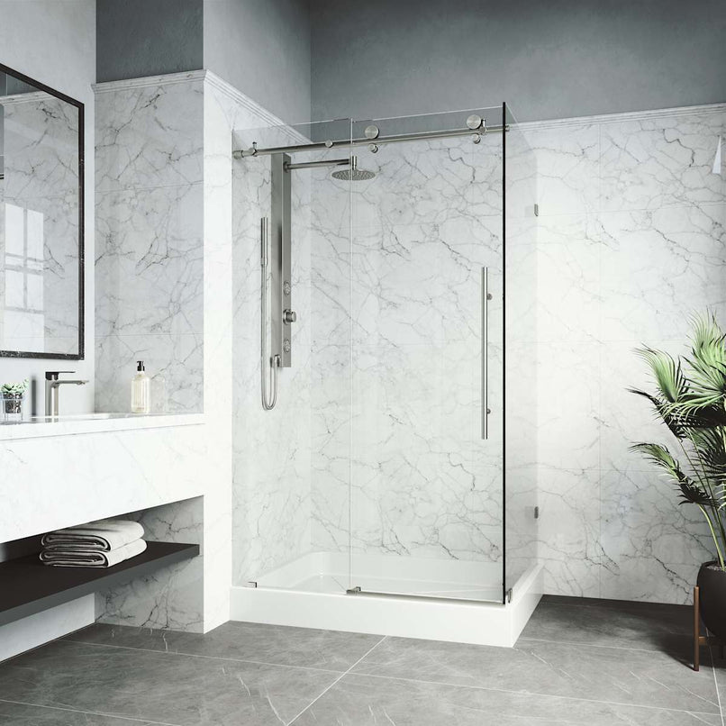 Elan E-Class 82" High x 48" Wide x 36" Deep Hinged Frameless Shower Enclosure with Clear Glass - image 13