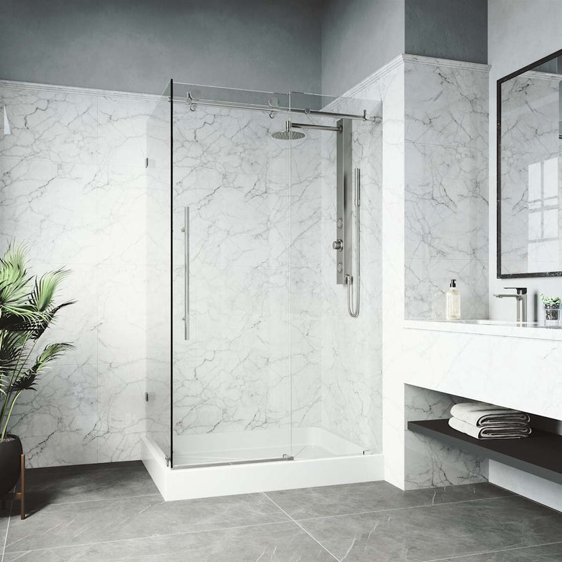 Elan E-Class 82" High x 48" Wide x 36" Deep Hinged Frameless Shower Enclosure with Clear Glass - image 5