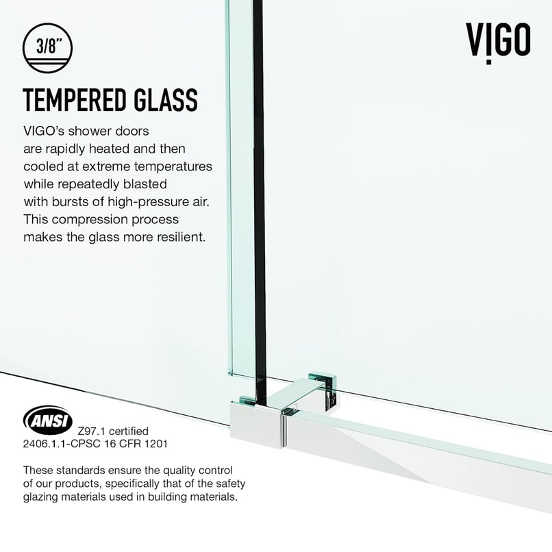 Elan E-Class 82" High x 48" Wide x 36" Deep Hinged Frameless Shower Enclosure with Clear Glass - image 8