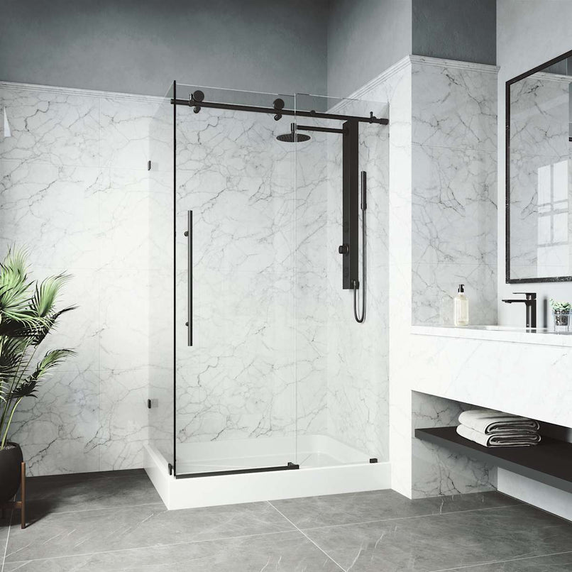Elan E-Class 82" High x 48" Wide x 36" Deep Hinged Frameless Shower Enclosure with Clear Glass - image 13