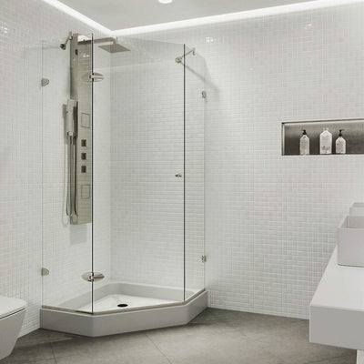 Verona 79" High x 40" Wide x 40" Deep Hinged, Pivot Frameless Shower Enclosure with Clear Glass - image 1