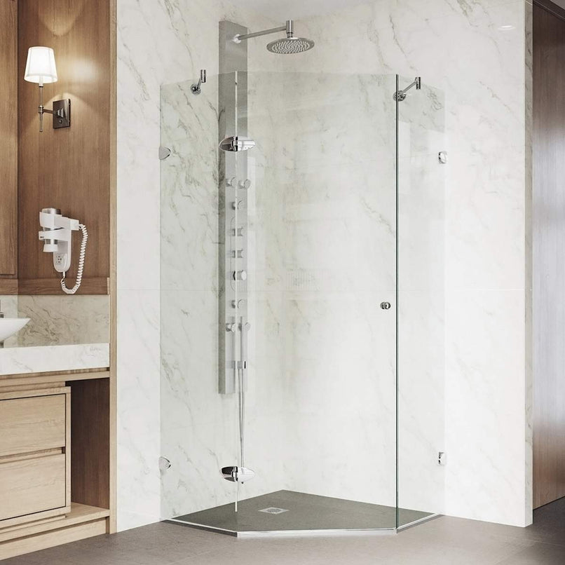 Verona 73" High x 34" Wide x 34" Deep Hinged Frameless Shower Enclosure with Clear Glass - image 2