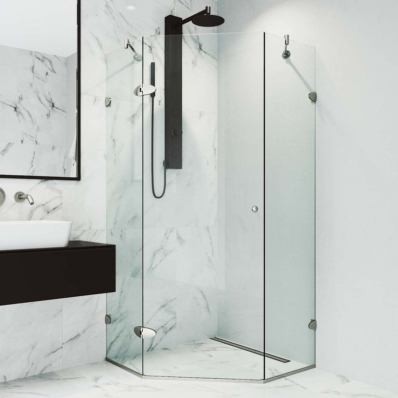 Verona 73" High x 38" Wide x 38" Deep Hinged Frameless Shower Enclosure with Clear Glass - image 2