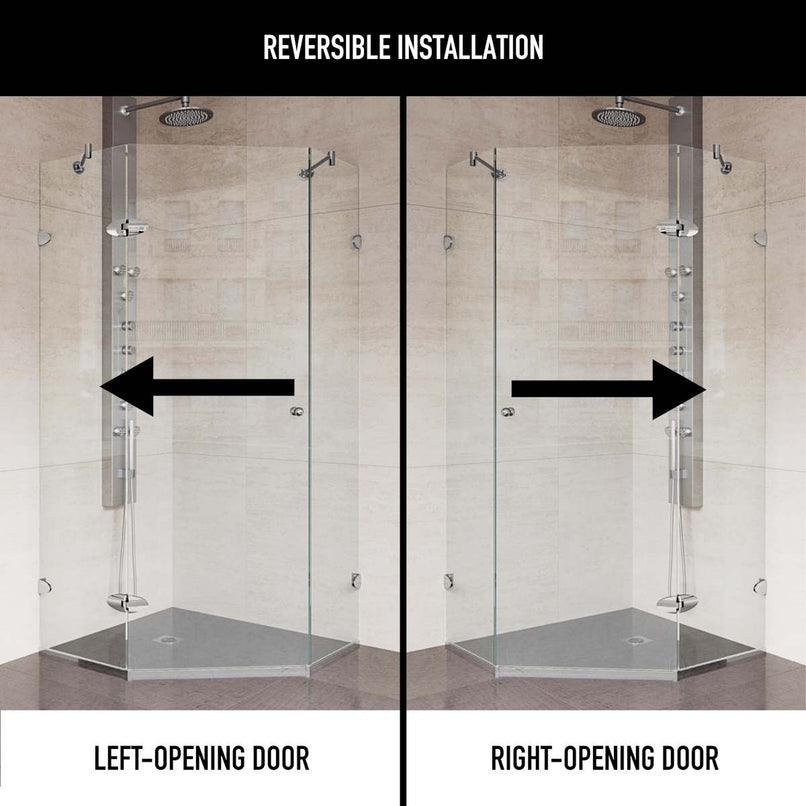 Verona 73" High x 38" Wide x 38" Deep Hinged Frameless Shower Enclosure with Clear Glass - image 4