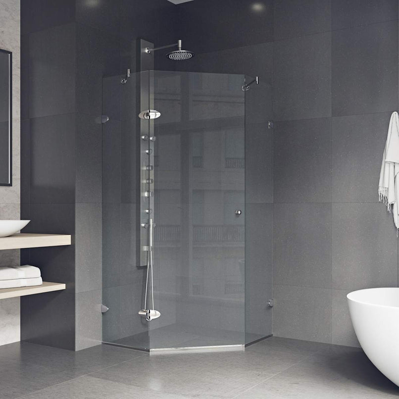 Verona 73" High x 38" Wide x 38" Deep Hinged Frameless Shower Enclosure with Clear Glass - image 8