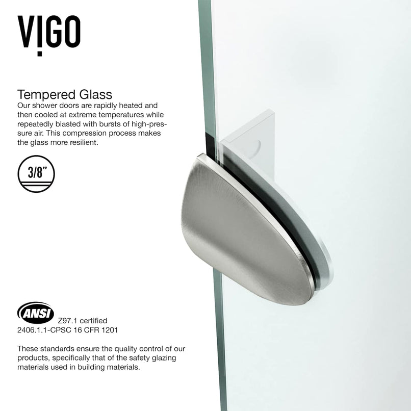 Verona 73" High x 38" Wide x 38" Deep Hinged Frameless Shower Enclosure with Clear Glass - image 10