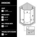 Verona 79" High x 40" Wide x 40" Deep Hinged, Pivot Frameless Shower Enclosure with Clear Glass - image 3