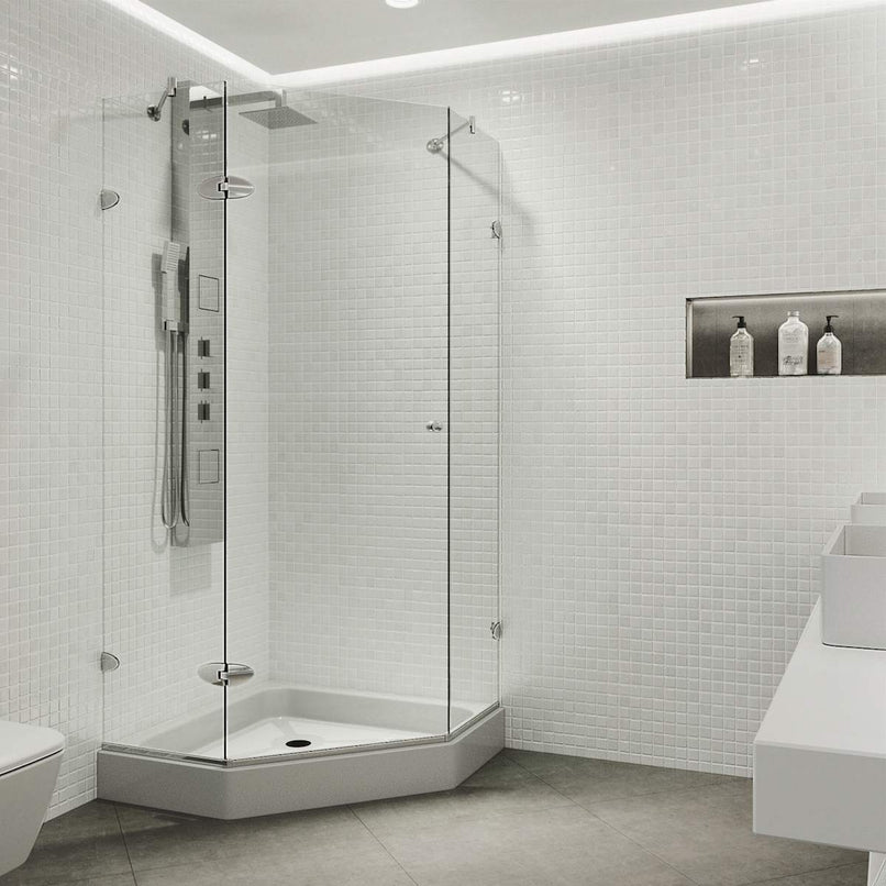 Verona 79" High x 40" Wide x 40" Deep Hinged, Pivot Frameless Shower Enclosure with Clear Glass - image 5