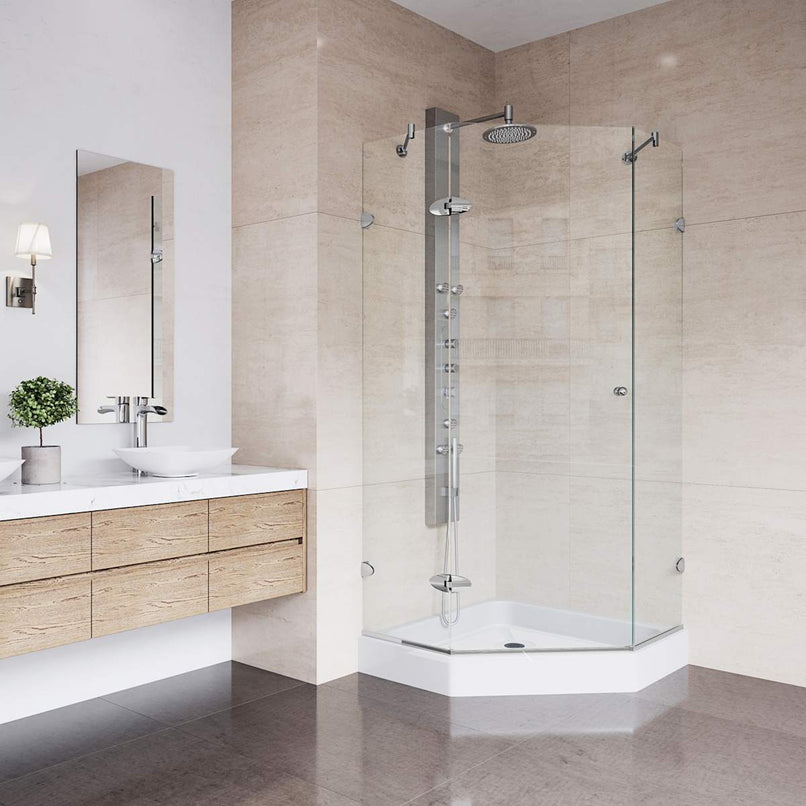 Verona 79" High x 40" Wide x 40" Deep Hinged, Pivot Frameless Shower Enclosure with Clear Glass - image 6