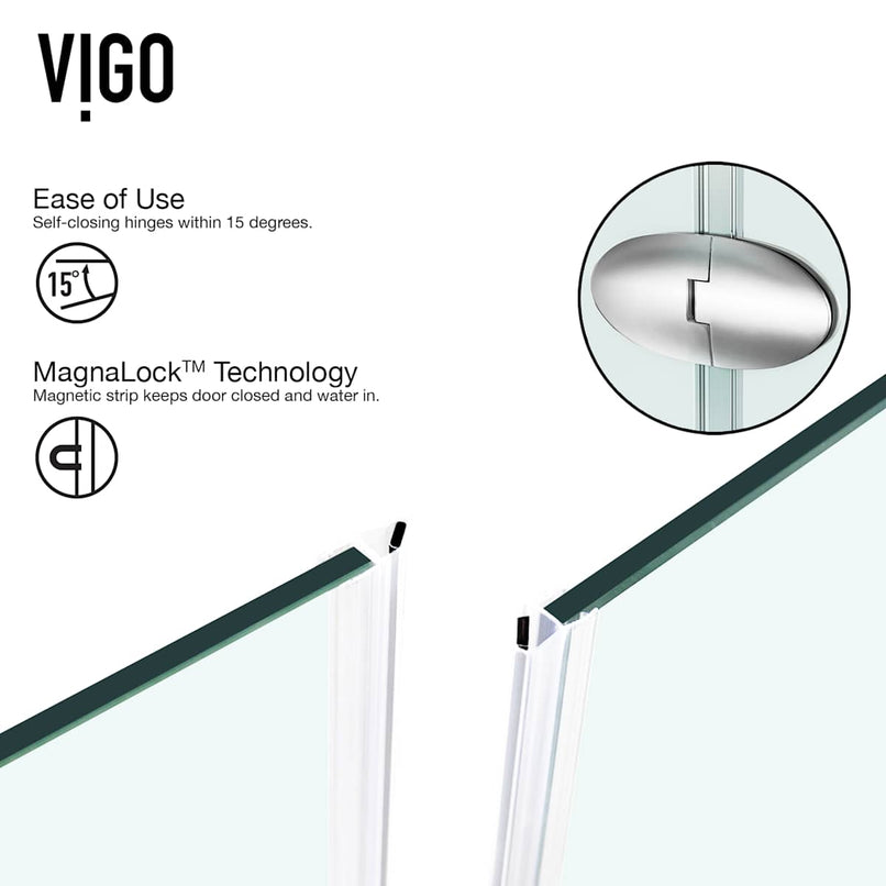 Verona 79" High x 40" Wide x 40" Deep Hinged, Pivot Frameless Shower Enclosure with Clear Glass - image 10