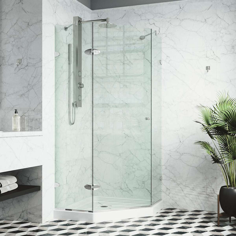 Verona 77" High x 40" Wide x 40" Deep Hinged Frameless Shower Enclosure with Clear Glass - image 2