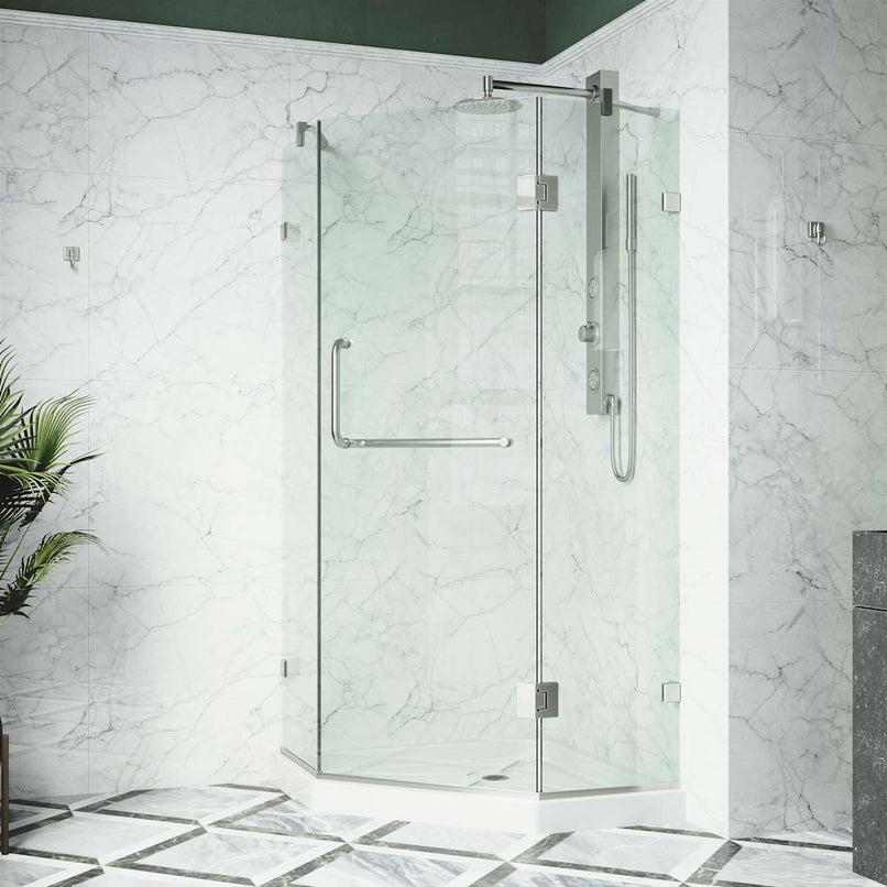 Piedmont 77" High x 38" Wide x 38" Deep Hinged Frameless Shower Enclosure with Clear Glass - image 1