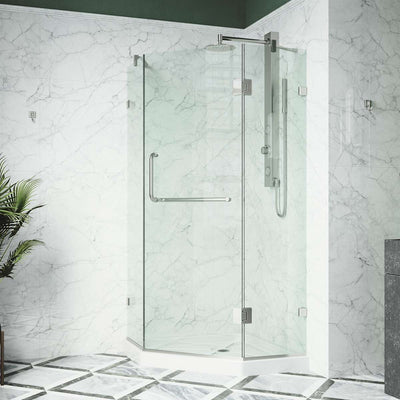 Piedmont 77" High x 38" Wide x 38" Deep Hinged Frameless Shower Enclosure with Clear Glass - image 1