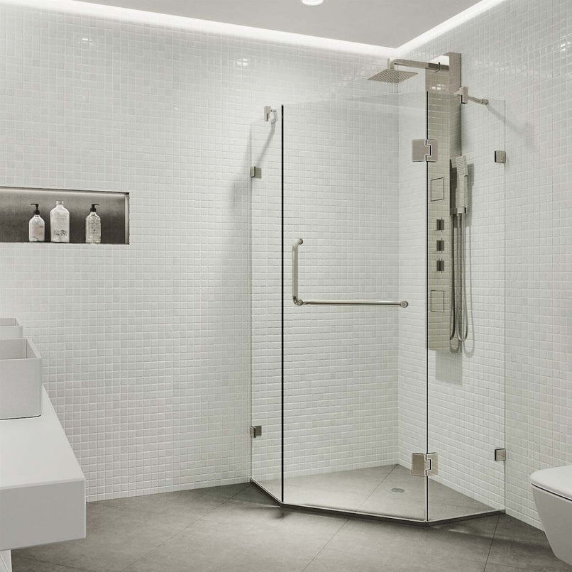 Piedmont 73" High x 38" Wide x 38" Deep Hinged Frameless Shower Enclosure with Clear Glass - image 1