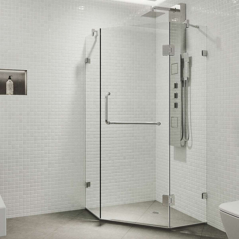 Piedmont 73" High x 34" Wide x 34" Deep Hinged Frameless Shower Enclosure with Clear Glass - image 2
