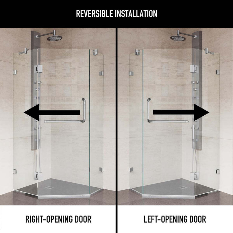 Piedmont 73" High x 34" Wide x 34" Deep Hinged Frameless Shower Enclosure with Clear Glass - image 4