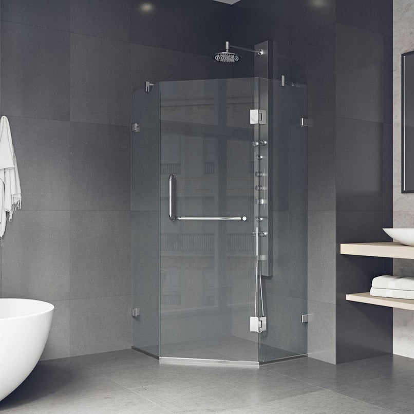 Piedmont 73" High x 34" Wide x 34" Deep Hinged Frameless Shower Enclosure with Clear Glass - image 8